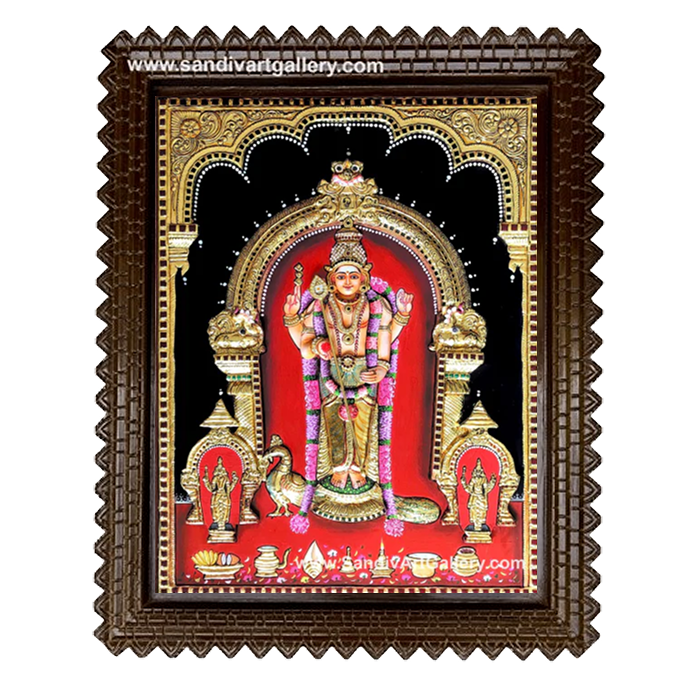 Thiruchendur Murugan 3D Embossed Tanjore Painting