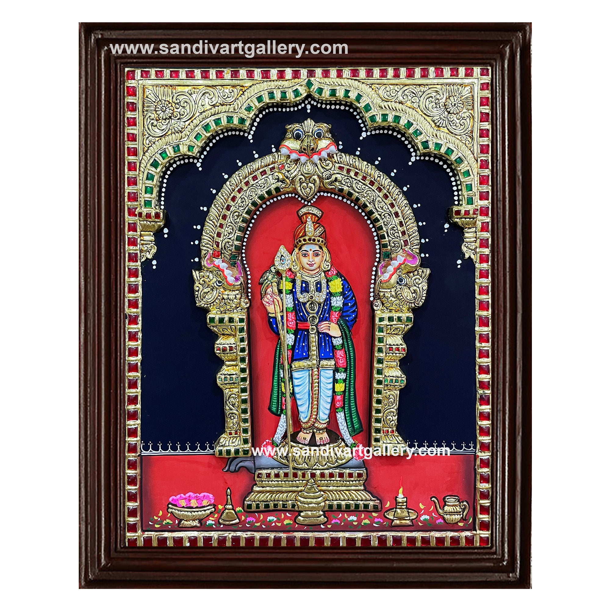 Raja Alangara Murugan 3D Embossed Tanjore Painting