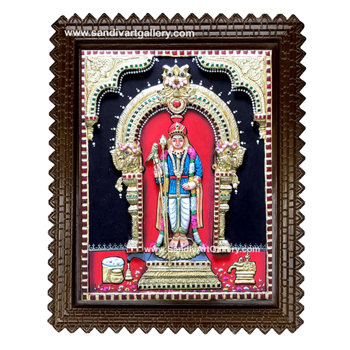 Raja Alangara Murugan 3D Embossed Tanjore Painting