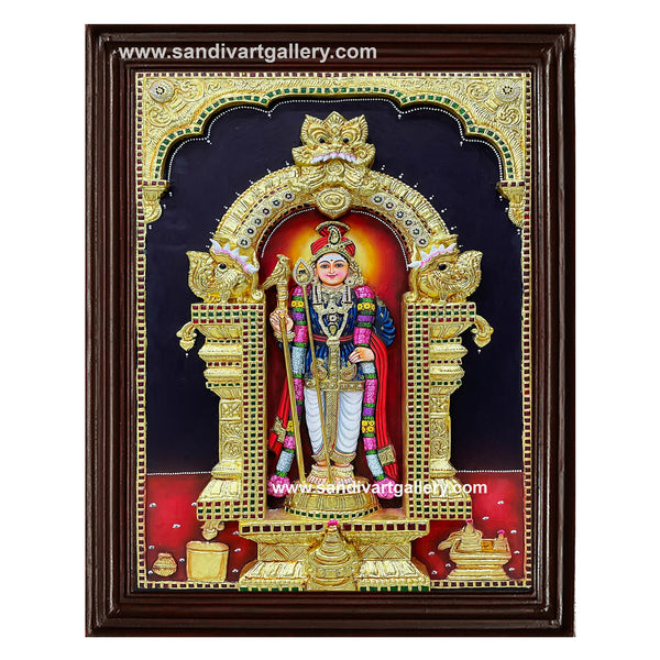 Palani Raja Alankara Murugan 3D Embossed Tanjore Painting 2
