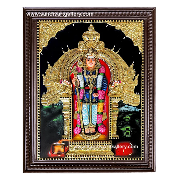 Palani Raja Alankara Murugan 3D Embossed Tanjore Painting 2
