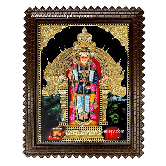 Palani Raja Alankara Murugan 3D Embossed Tanjore Painting 2