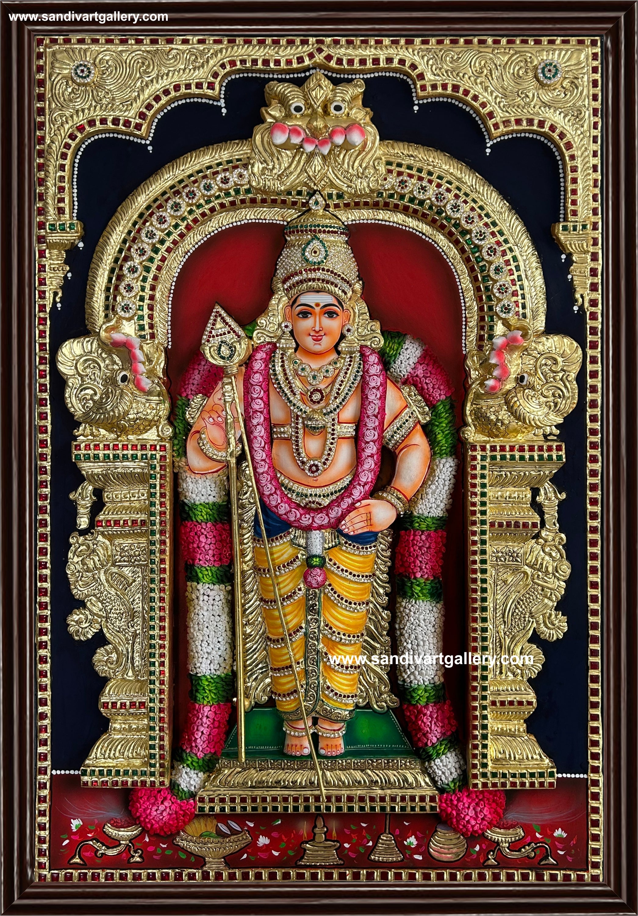Murugar 3D Embossed Tanjore Painting