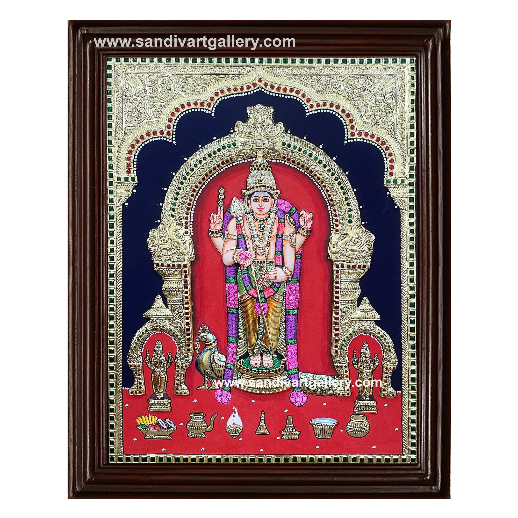 Murugar Embossed Tanjore Painting