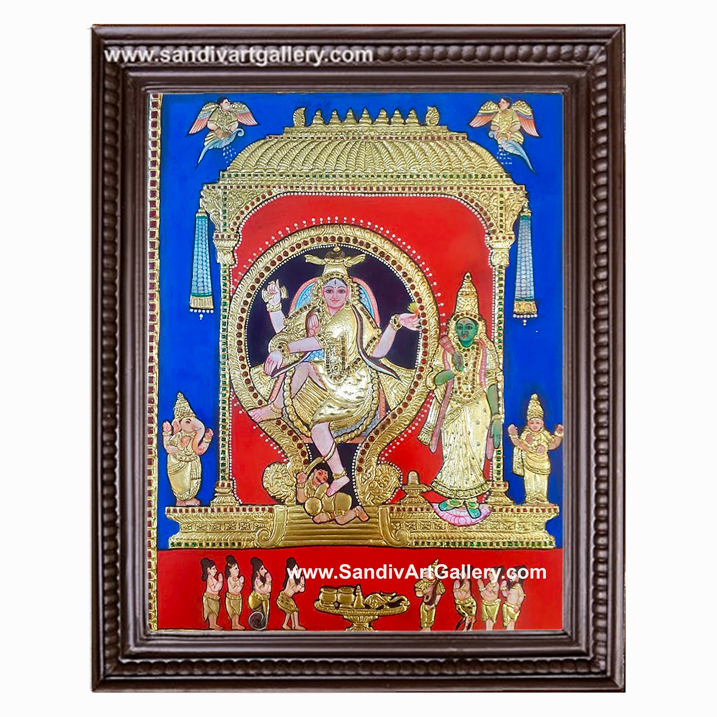 Natarajar with Sivagama Sundari Tanjore Painting