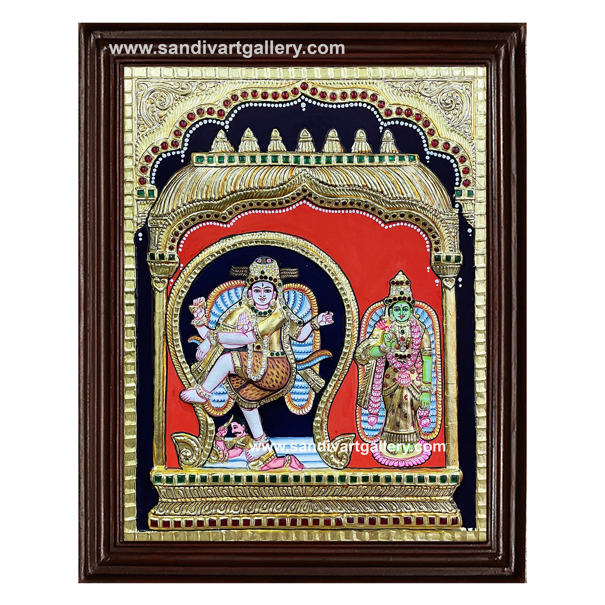 Natraja Semi Embossed Tanjore Painting