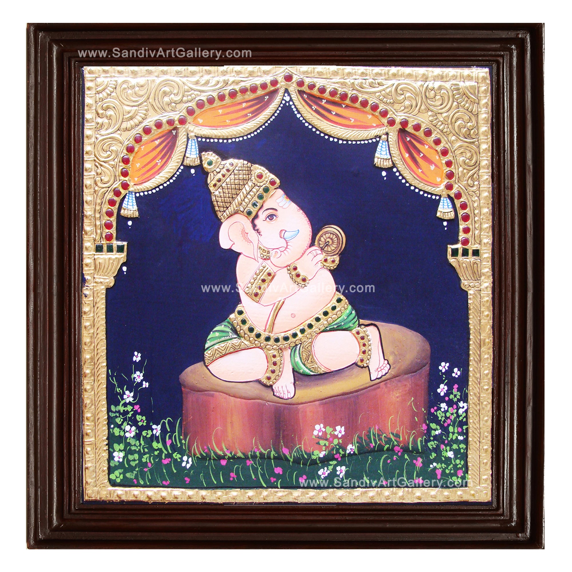 Ganesha with Instrument Tanjore Painting- Set of 8