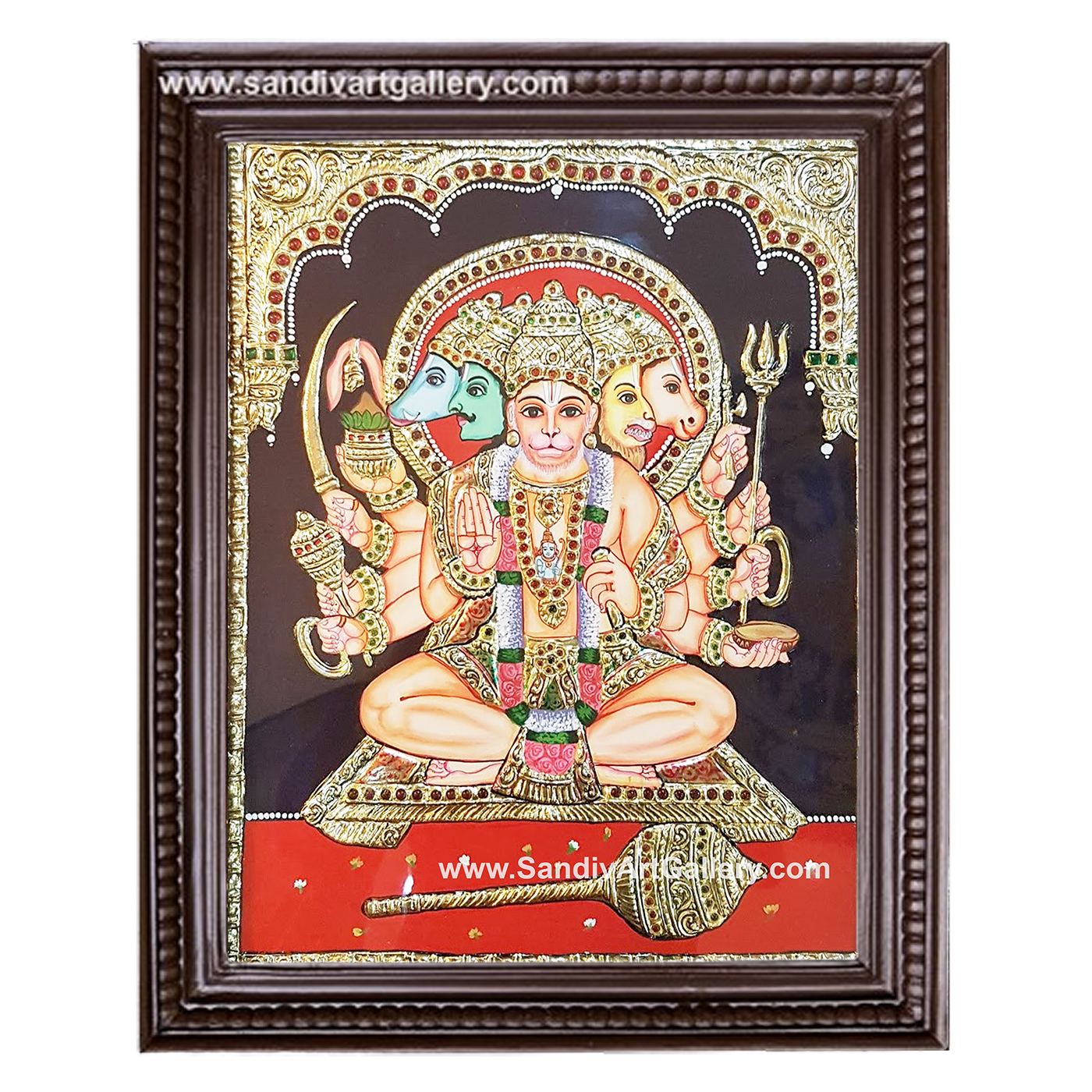 Panchamuga Hanuman Tanjore Painting