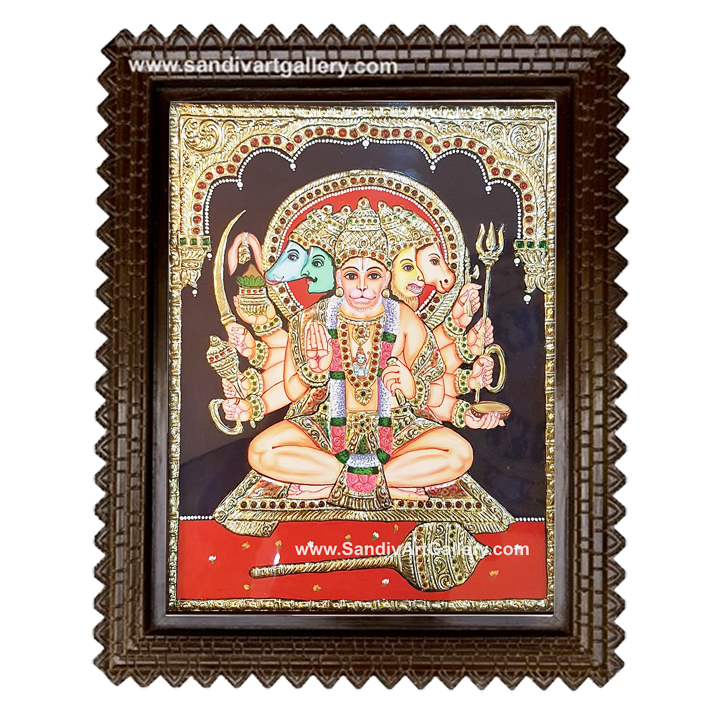 Panchamuga Hanuman Tanjore Painting