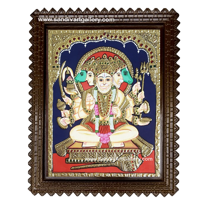 Panchamukha Hanuman Tanjore Painting