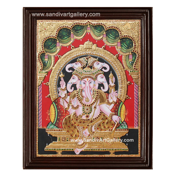 Panchmukhi Ganesha Tanjore Painting