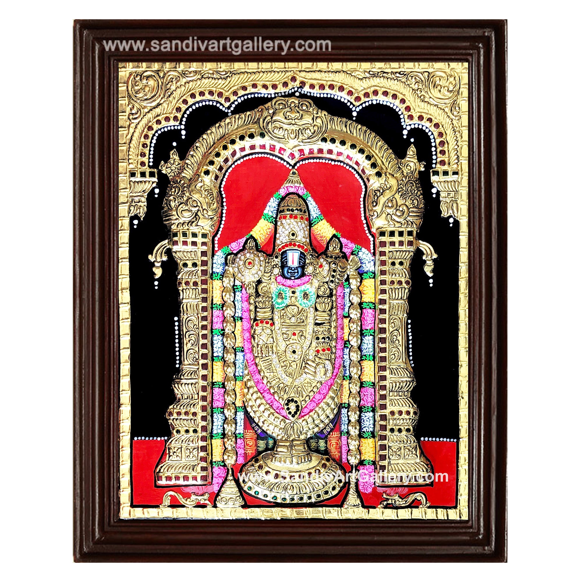 Vinayahar Lakshmi Perumal Saraswathi and Subramanya Swamy- Pooja Room Semi Embossed Tanjore Paintings