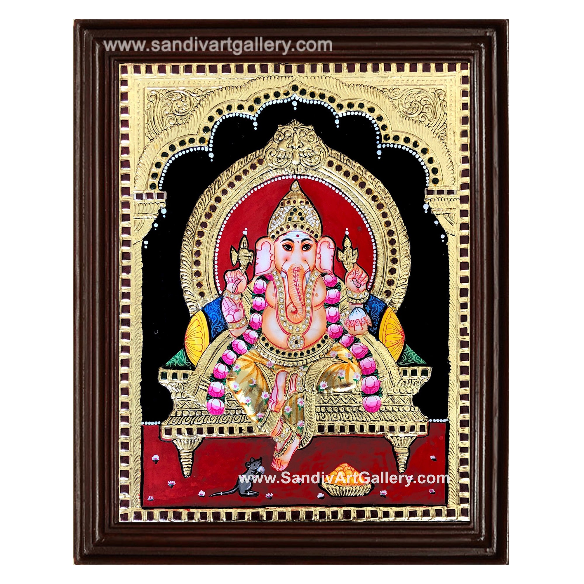 Vinayagar Lakshmi Balaji Saraswathi and Raja Alangara Murugar- Pooja Room 2D Tanjore Paintings