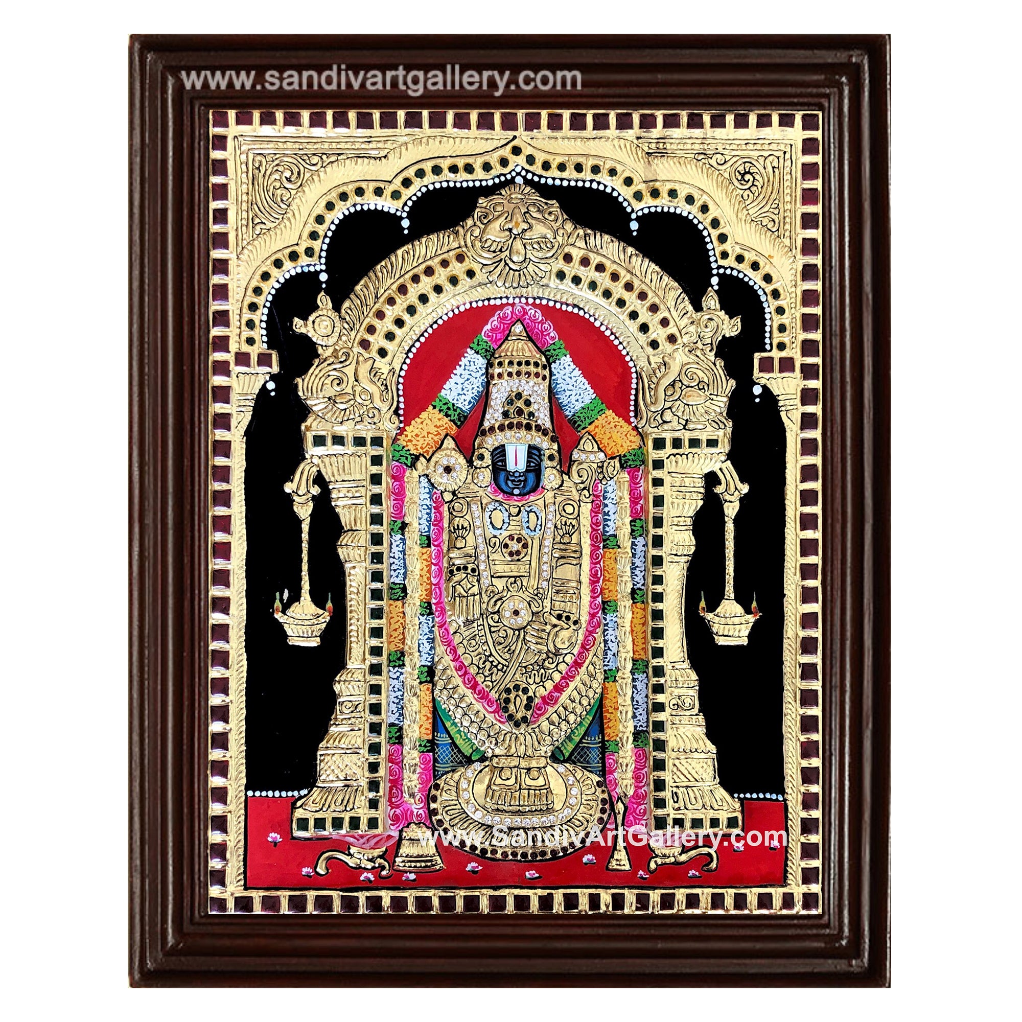 Vinayagar Lakshmi Balaji Saraswathi and Raja Alangara Murugar- Pooja Room 2D Tanjore Paintings