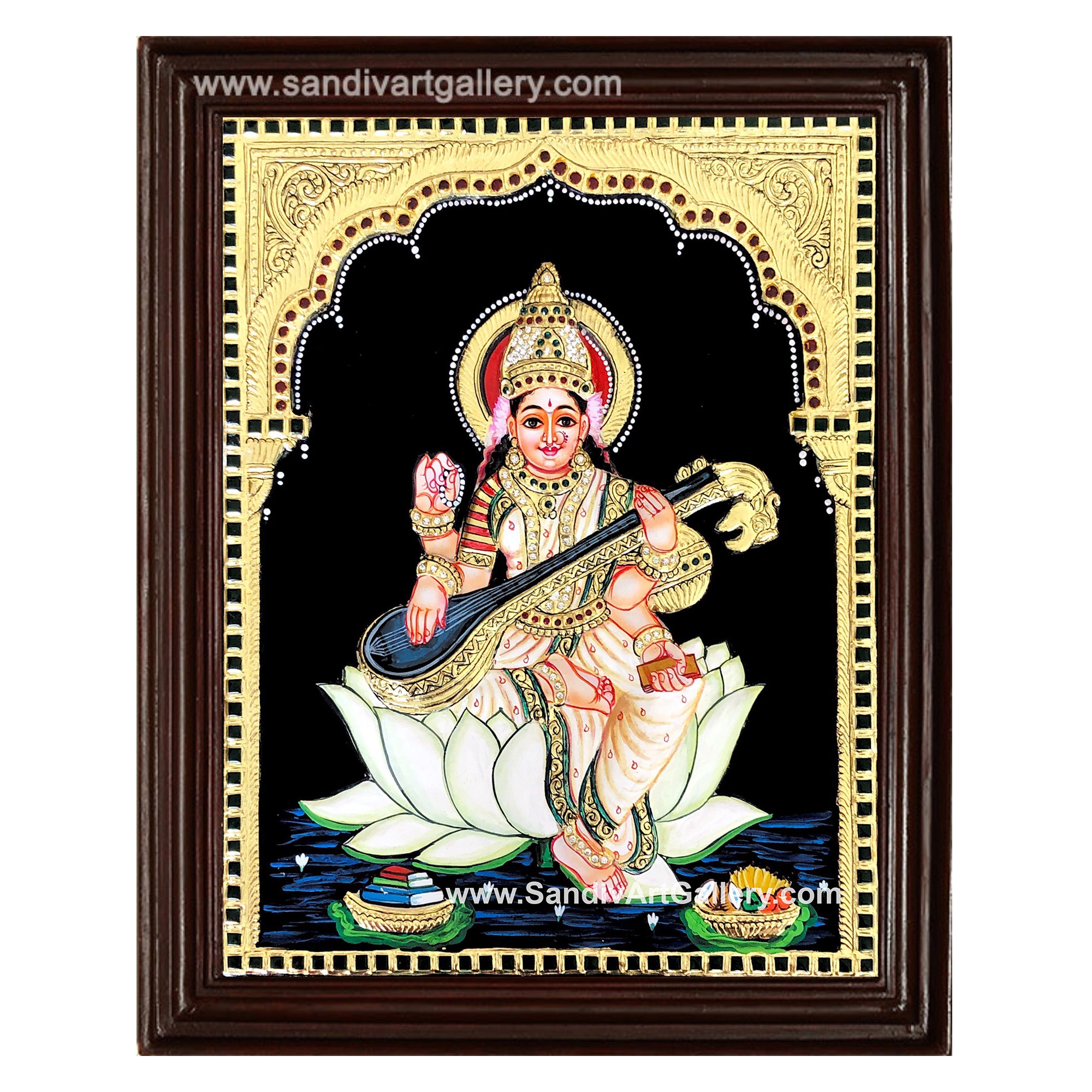 Vinayagar Lakshmi Balaji Saraswathi and Raja Alangara Murugar- Pooja Room 2D Tanjore Paintings