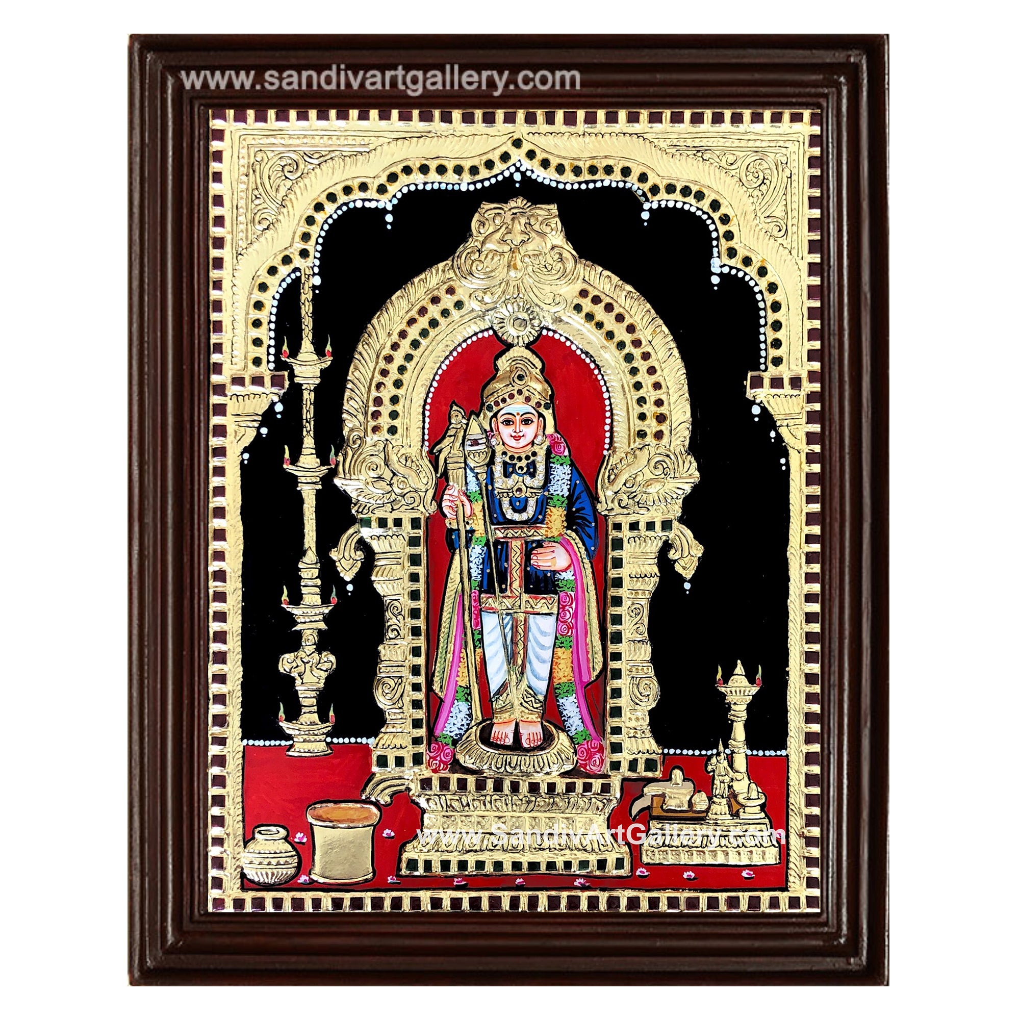 Vinayagar Lakshmi Balaji Saraswathi and Raja Alangara Murugar- Pooja Room 2D Tanjore Paintings