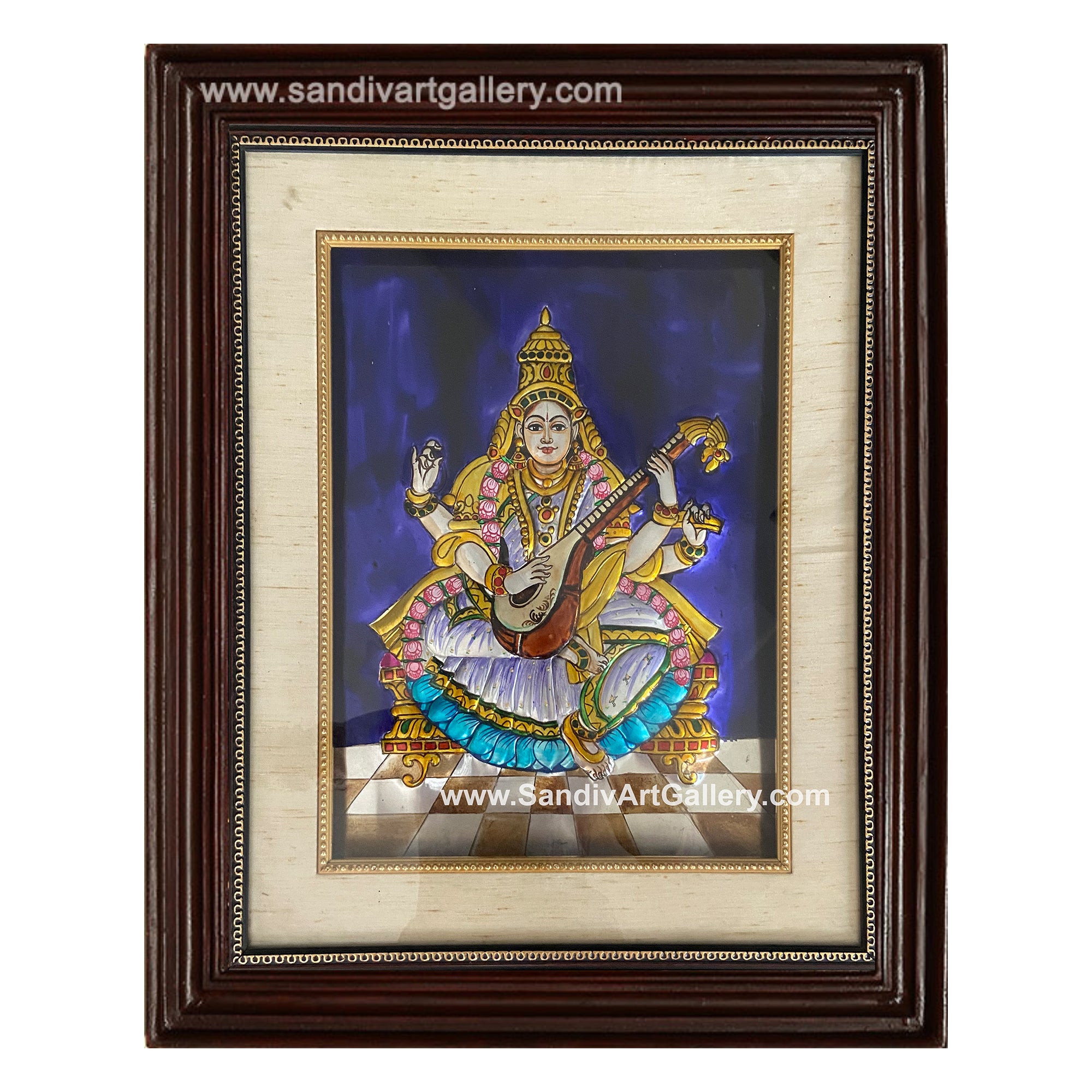 Vinayaka, Lakshmi, Balaji, Saraswathi and Subramania- Pooja Room Metal Embossing Paintings