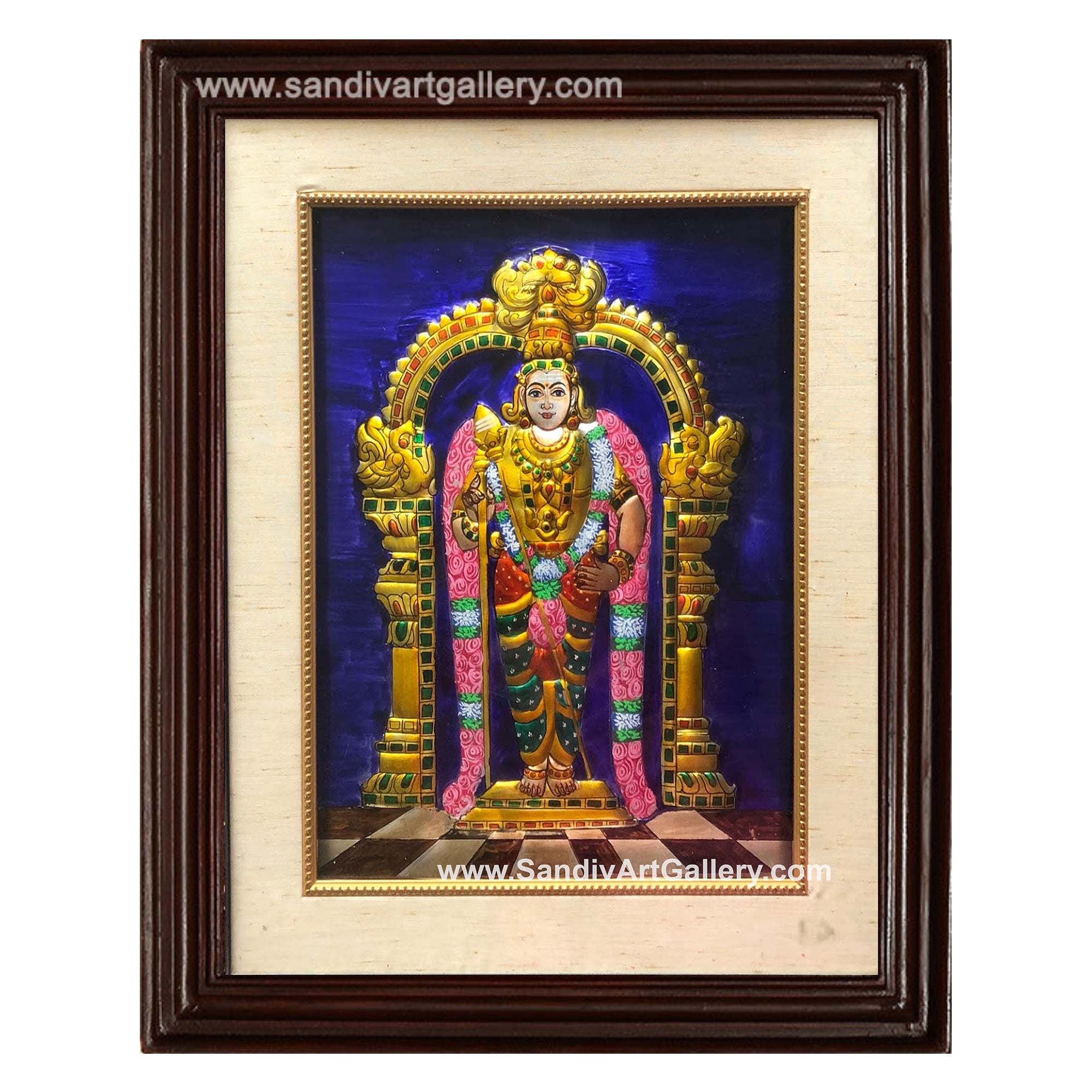 Vinayaka, Lakshmi, Balaji, Saraswathi and Subramania- Pooja Room Metal Embossing Paintings