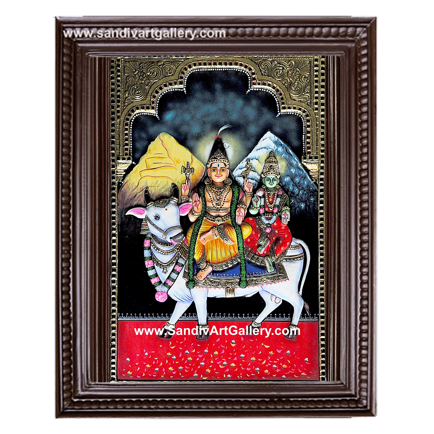 Shiva Parvati 3D Embossed Tanjore Painting