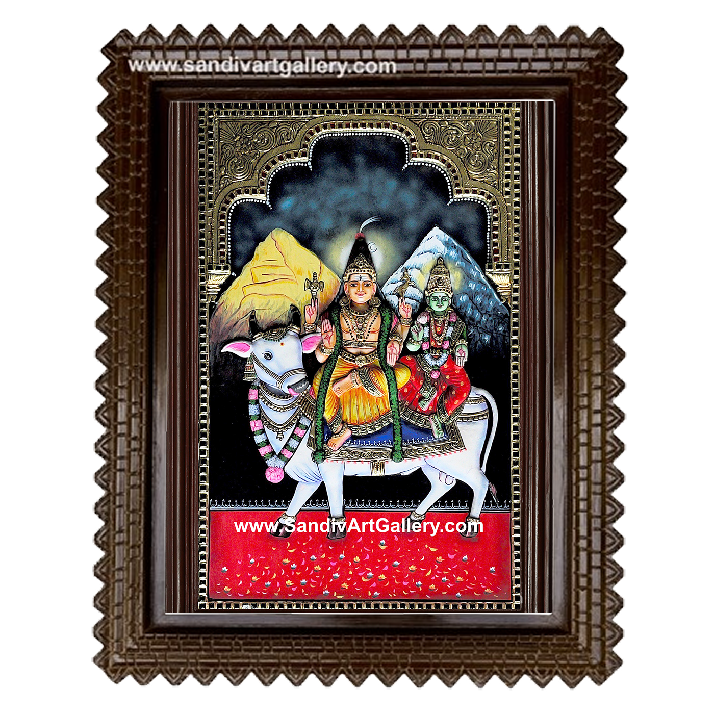 Shiva Parvati 3D Embossed Tanjore Painting