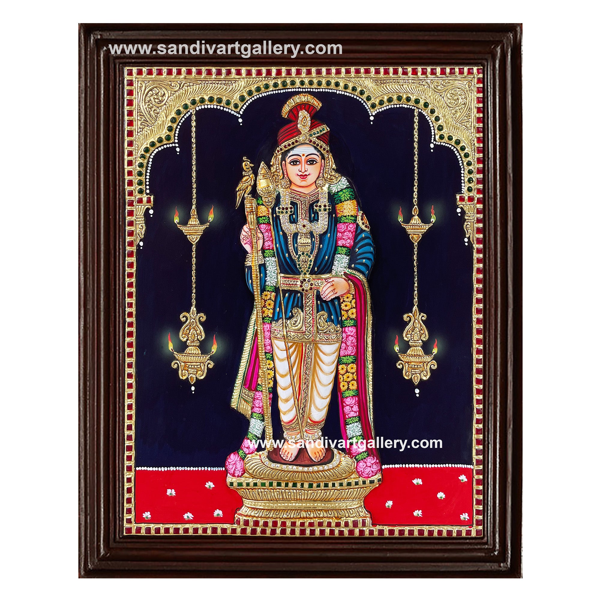 Palani Murugar Semi Embossed Tanjore Painting