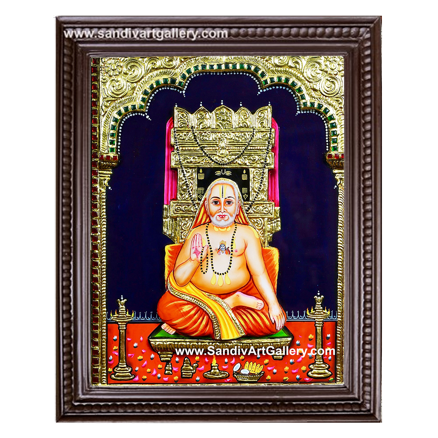Guru Raghavendra 3D Embossed Tanjore Painting