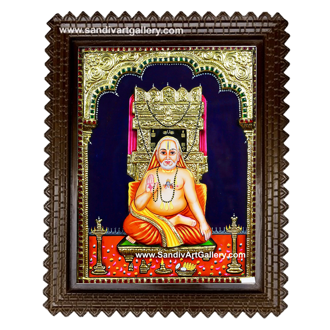 Guru Raghavendra 3D Embossed Tanjore Painting