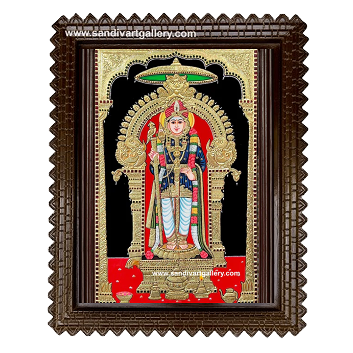 Palani Raja Alangara Murugan Tanjore Painting