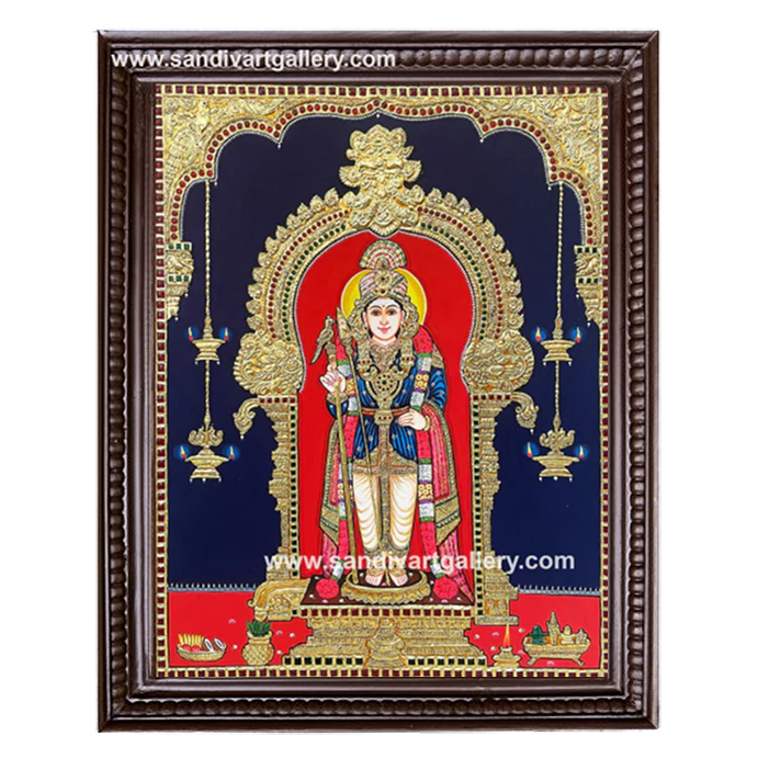 Palani Raja Alankara Murugan Tanjore Painting