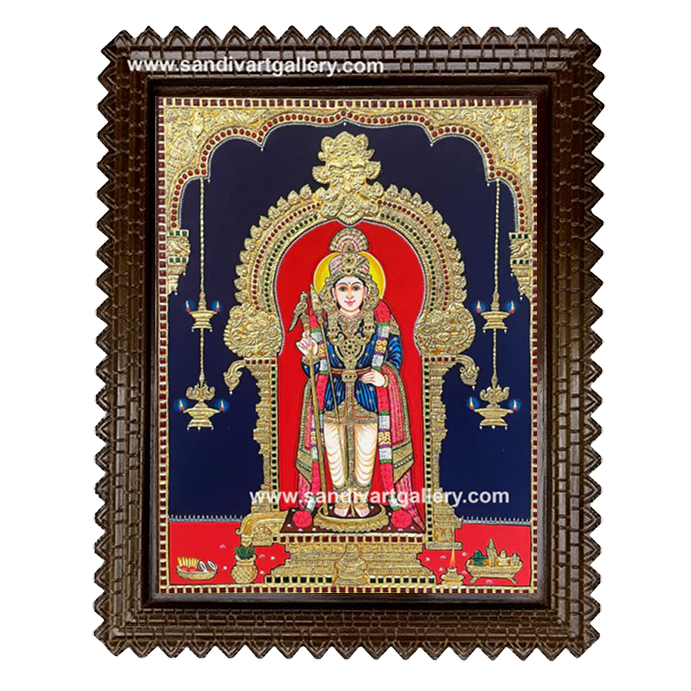 Palani Raja Alankara Murugan Tanjore Painting