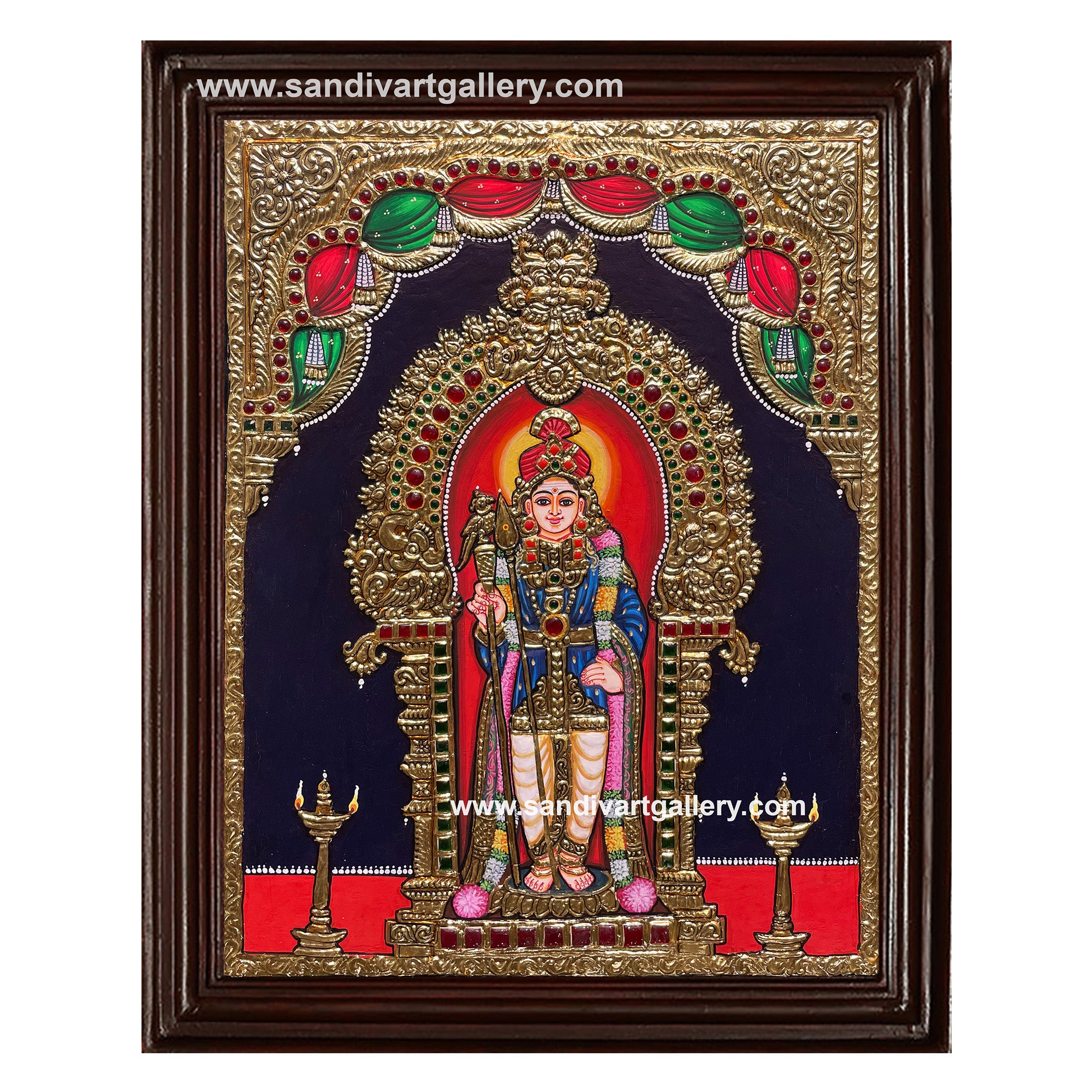 Palani Raja Alankara Murugan Tanjore Painting 1