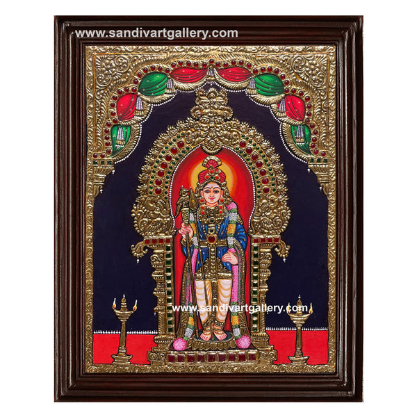 Palani Raja Alankara Murugan Tanjore Painting 1