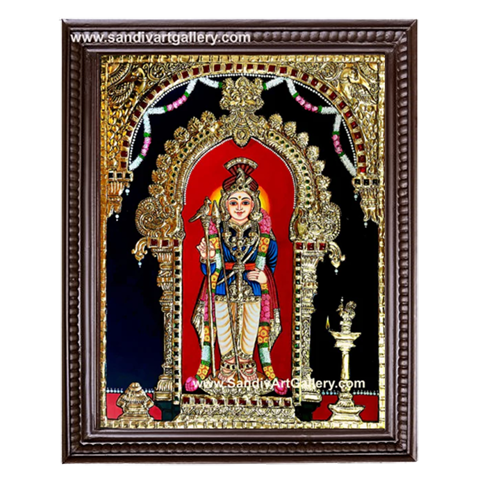 Palani Raja Alankara Murugan Tanjore Painting 2