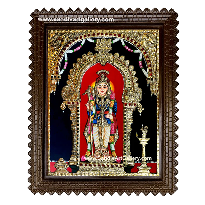 Palani Raja Alankara Murugan Tanjore Painting 2