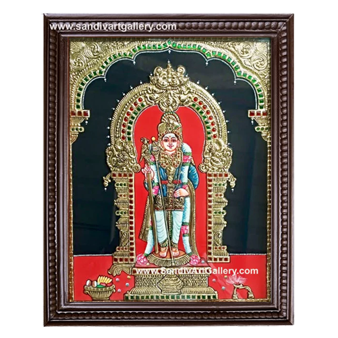 Pazhani Murugan in Raja Alangaram Tanjore Painting