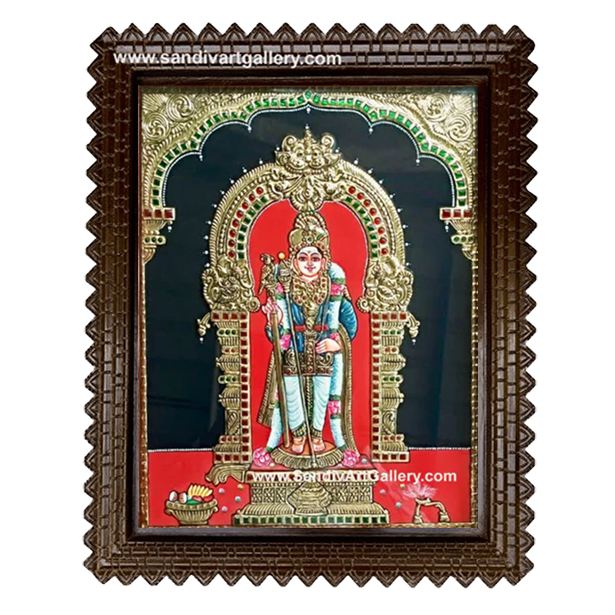 Pazhani Murugan in Raja Alangaram Tanjore Painting
