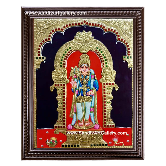 Palani Raja Alankara Murugan Tanjore Painting 3