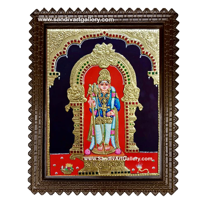 Palani Raja Alankara Murugan Tanjore Painting 3