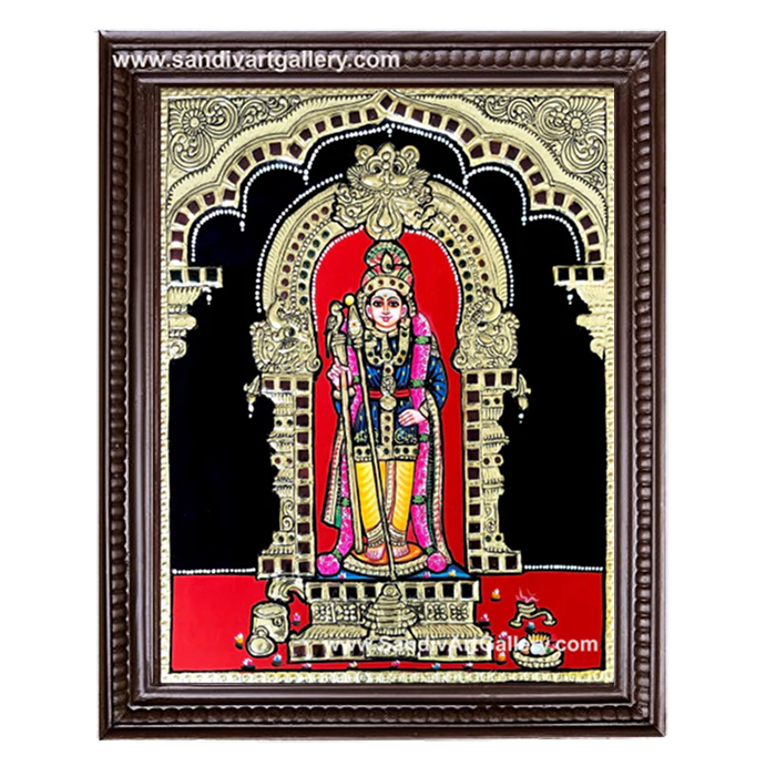Murugar in Raja Alangaram Tanjore Painting
