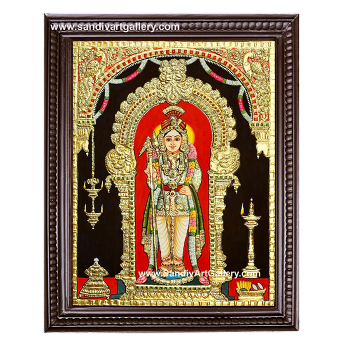 Palani Raja Alankara Murugan Tanjore Painting 4