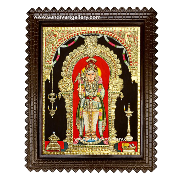 Palani Raja Alankara Murugan Tanjore Painting 4