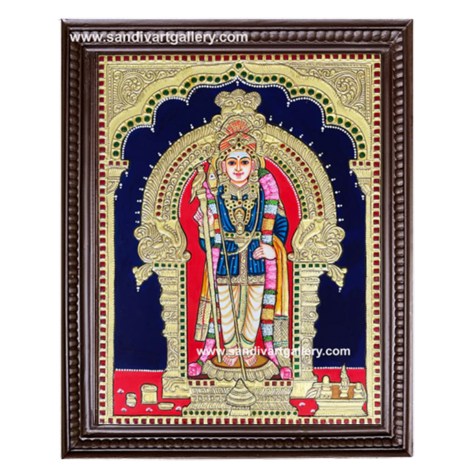 Murugan in Raja Alangaram Tanjore Painting 1