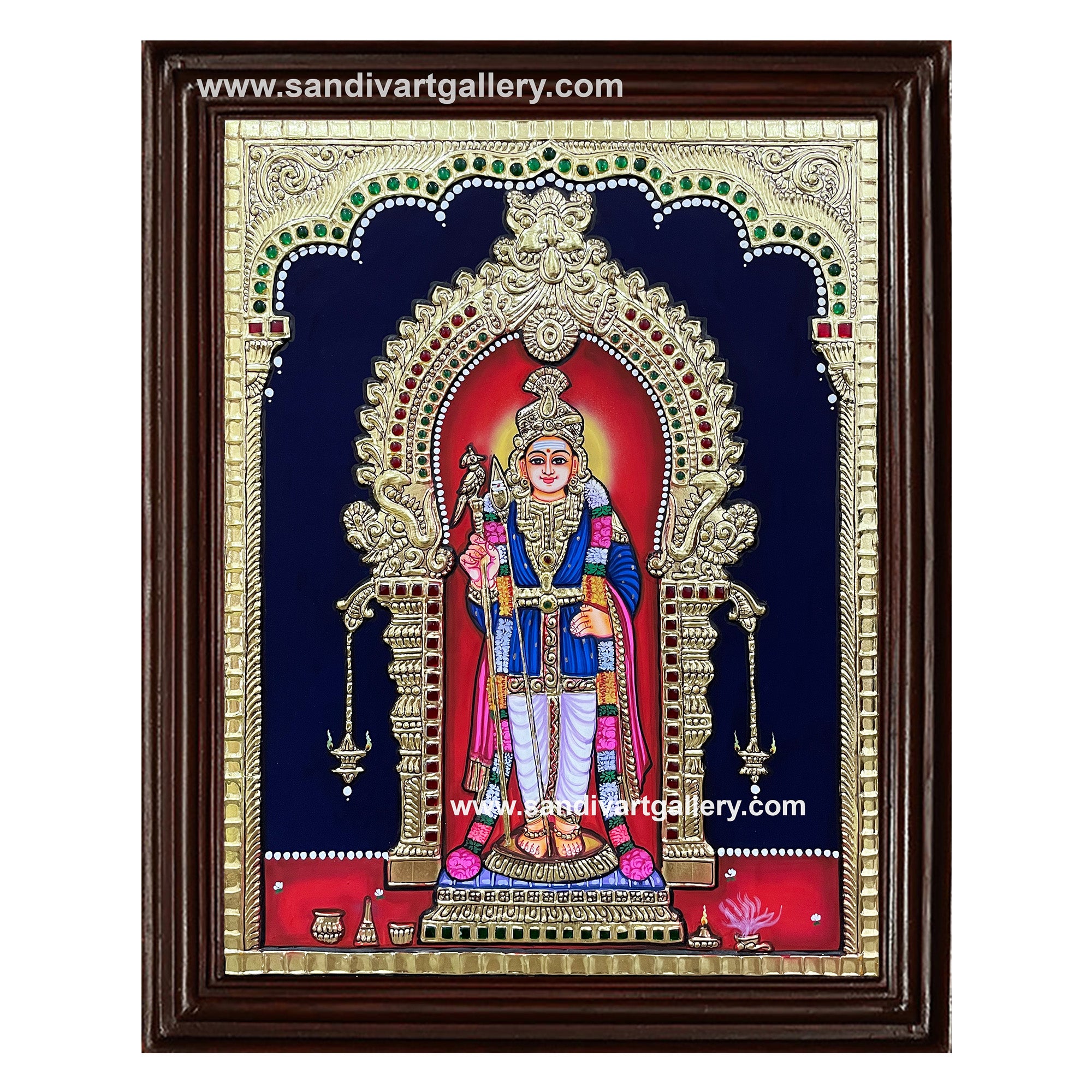 Palani Raja Alankara Murugan Tanjore Painting