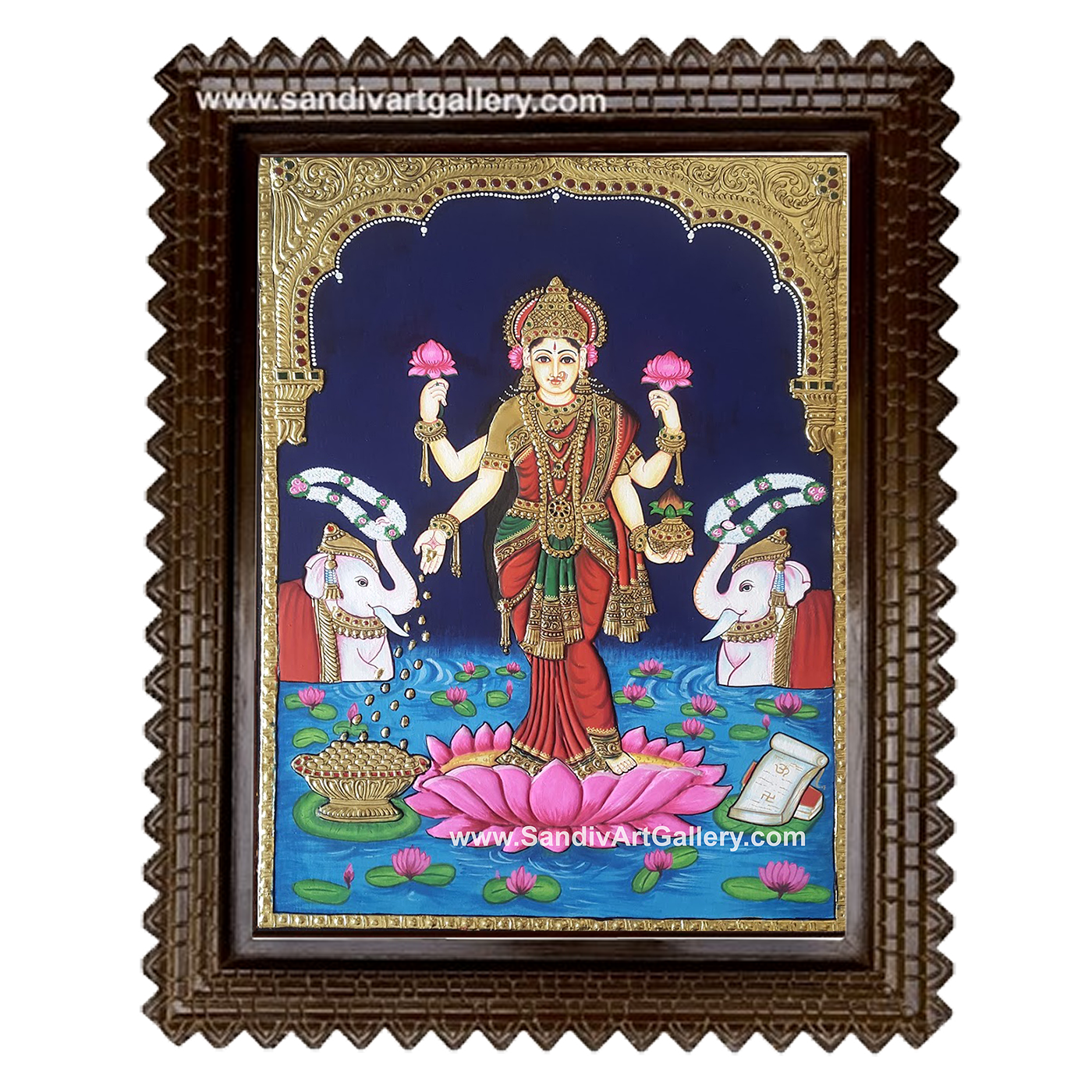 Ravivarma Lakshmi Small Tanjore Painting
