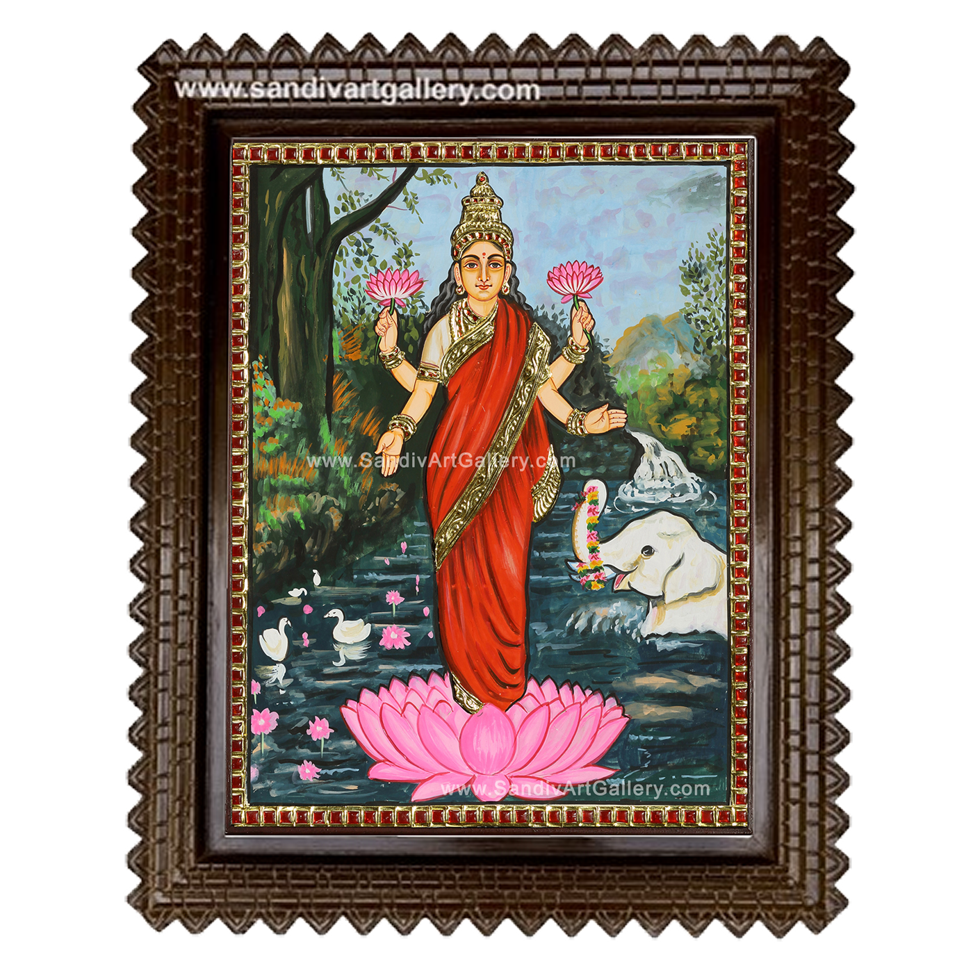 Ravivarma Lakshmi Tanjore Painting2