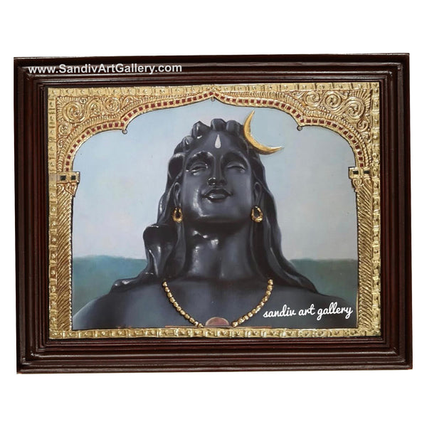 Isha Adiyogi Shiva Statue Tanjore Painting
