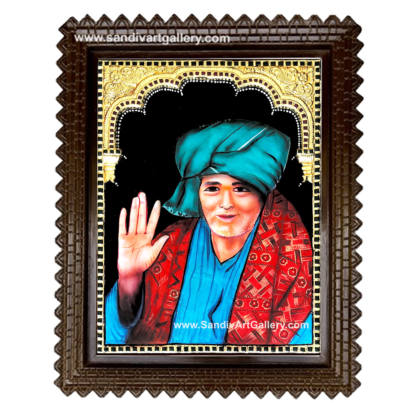 Shri Sarguru Palani Swamigal 3D Embossed Tanjore Painting