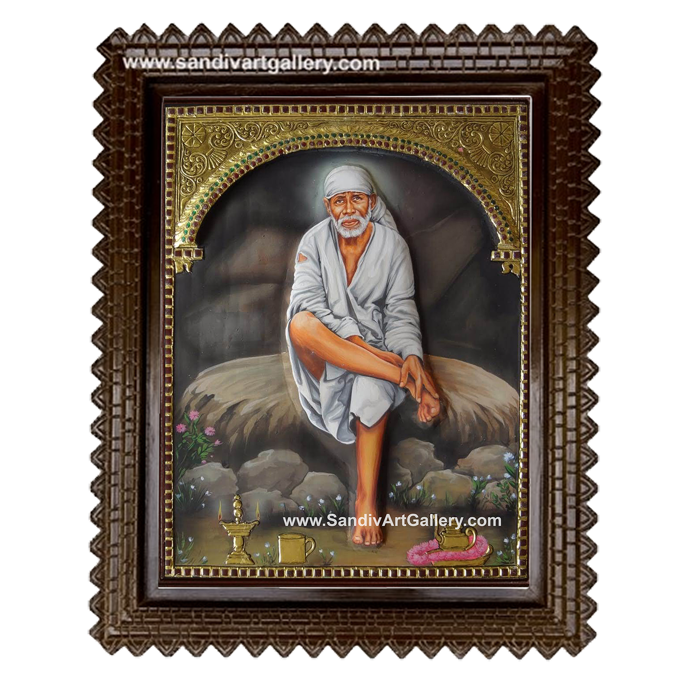Shirdi Saibaba 3D Tanjore Painting