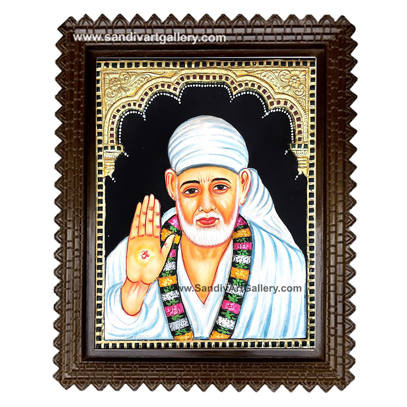 Saibaba 3D Embossed Tanjore Painting