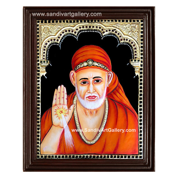 Sai Baba 3D Embossed Tanjore Painting